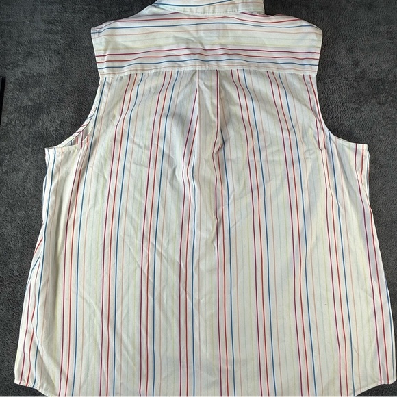 Lands' End Striped Sleeveless Shirt - no iron size L EUC - Picture 6 of 10